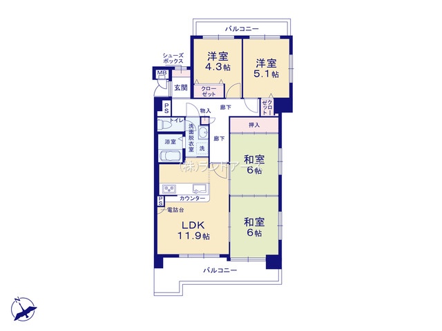 グリーンコーポ江南（・4LDK・780万円）の間取り図