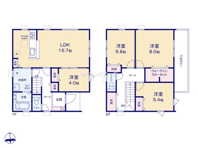 江南市大間町新町（戸建）01（建売・4LDK・2,780万円）の間取り図