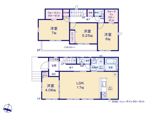 名古屋市守山区大字上志段味字東谷(戸建)08(建売・4LDK・3,984万円)の間取り図