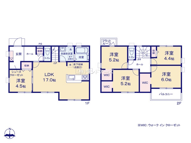 一宮市祐久字屋敷裏（戸建）01（建売・5LDK・2,390万円）の間取り図