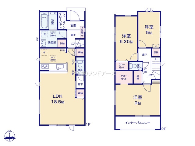 名古屋市中村区小鴨町（戸建）01（建売・3LDK・3,780万円）の間取り図