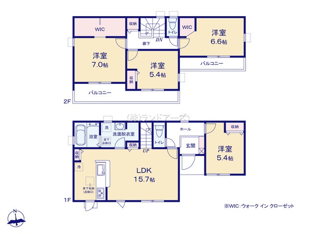 江南市鹿子島町中（戸建）01（建売・4LDK・2,580万円）の間取り図