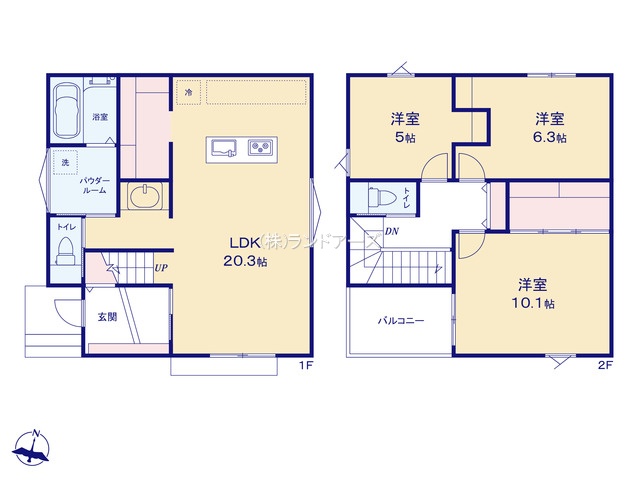 名古屋市南区観音町3（建売・3LDK・4,780万円）の間取り図