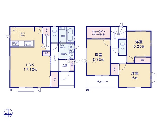 名古屋市守山区小幡C(建売・3LDK・3,990万円)の間取り図