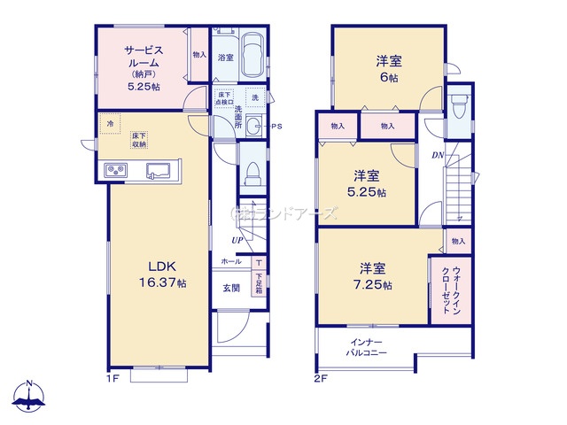 名古屋市名東区猪子石B（建売・3SLDK （S）・4,390万円）の間取り図