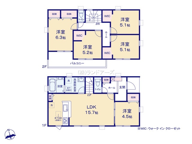 瀬戸市品野町2丁目(戸建)01(建売・5LDK・2,780万円)の間取り図