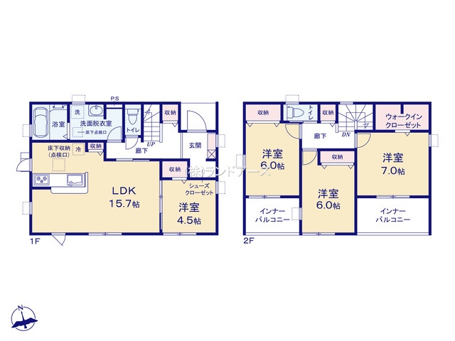 愛西市佐屋町宅地（戸建）02（建売・4LDK・2,890万円）の間取り図
