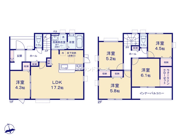 愛西市佐屋町宅地（戸建）06（建売・5LDK・2,890万円）の間取り図