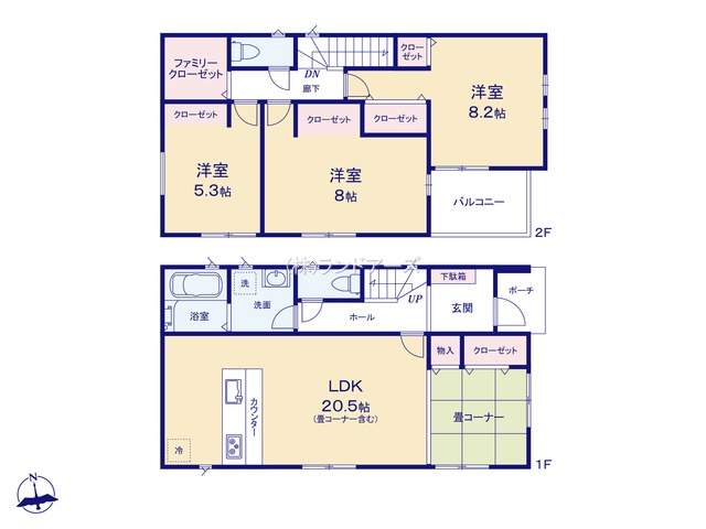 名古屋市港区福田Ⅲ2(建売・ 3LDK・ 3,499万円)の間取り図