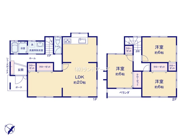 知立市八橋町町田(中古戸建・3LDK・2,299万円)の間取り図