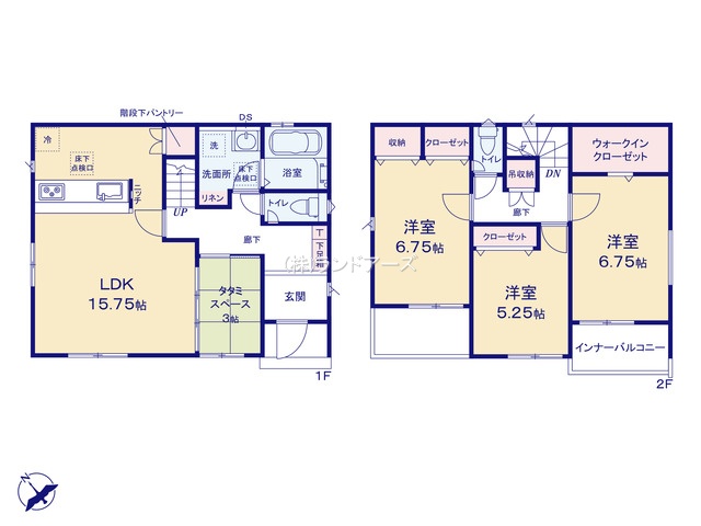 清須市中河原（戸建）02（建売・3LDK・3,099.5万円）の間取り図
