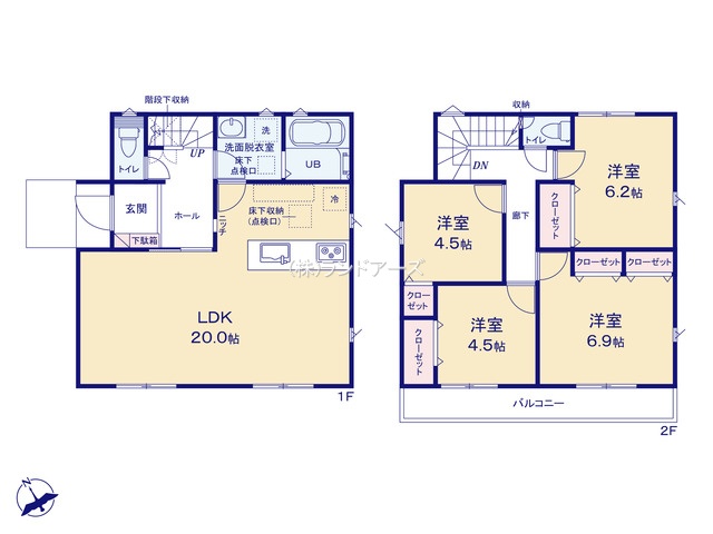 知立市八橋町的場(戸建)01(建売・4LDK・4,090万円)の間取り図