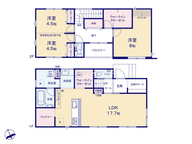 碧南市笹山町1丁目（戸建）08（建売・2LDK・3,590万円）の間取り図