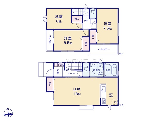 名古屋市港区福田B(建売・3LDK・2,990万円)の間取り図