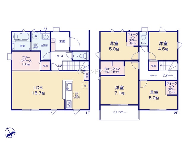碧南市笹山町1丁目（戸建）01（建売・4LDK・2,677万円）の間取り図