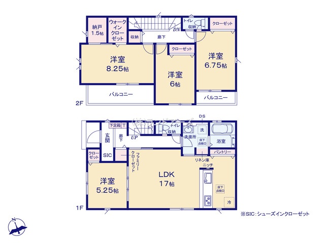 瀬戸市八幡台5丁目(戸建)02(建売・4LDK・3,100万円)の間取り図