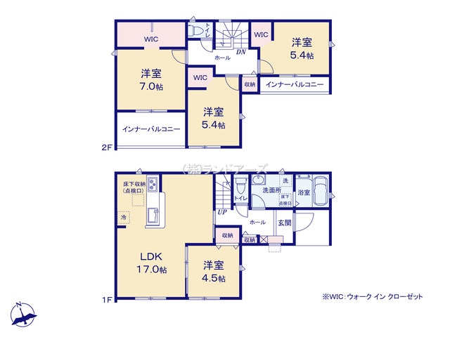 江南市鹿子島町中（戸建）02（建売・4LDK・2,380万円）の間取り図