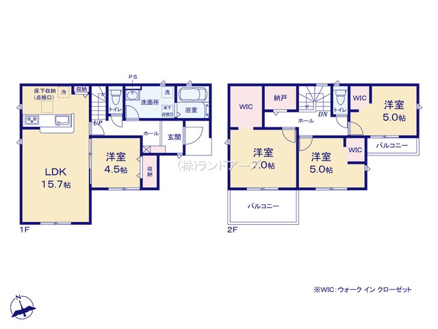 江南市鹿子島町中（戸建）03（建売・4LDK・2,480万円）の間取り図
