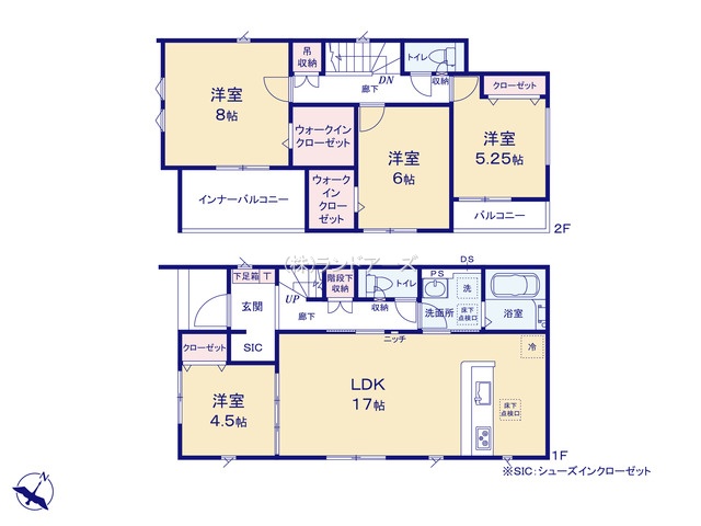 丹羽郡大口町丸2丁目（戸建）01（建売・4LDK・3,380万円）の間取り図