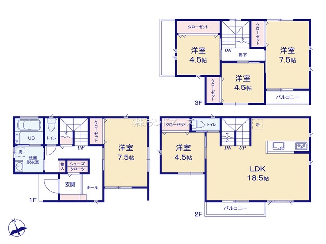 一宮市今伊勢町宮後字郷中（戸建）A（建売・4LDK・3,780万円）の間取り図