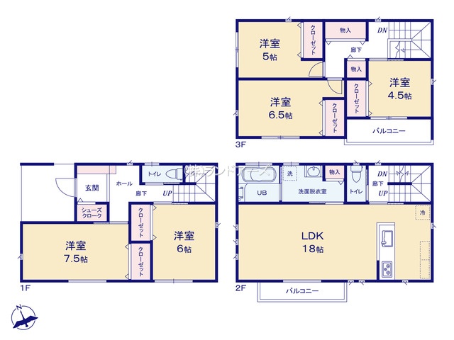 一宮市今伊勢町宮後字郷中（戸建）B（建売・5LDK・3,750万円）の間取り図