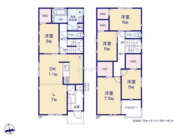 一宮市木曽川町黒田字中野黒（戸建）A（建売・5LDK・4,120万円）の間取り図