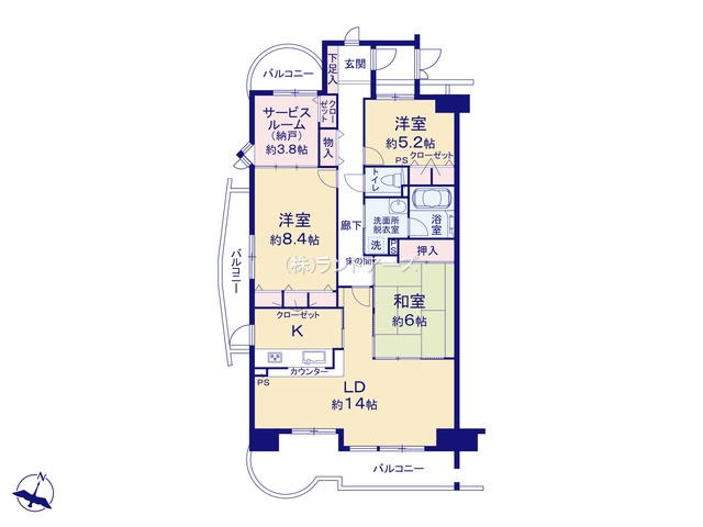 レインボー木曽川壱番館（・3LDK・1,849万円）の間取り図