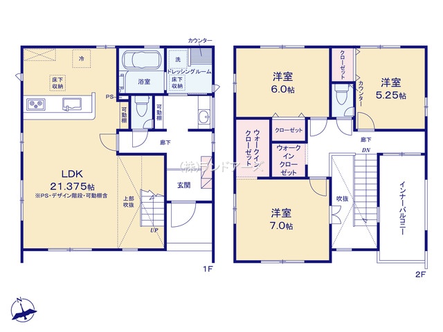 丹羽郡扶桑町大字高雄字覚王寺前(戸建)03(建売・3LDK・3,280万円)の間取り図