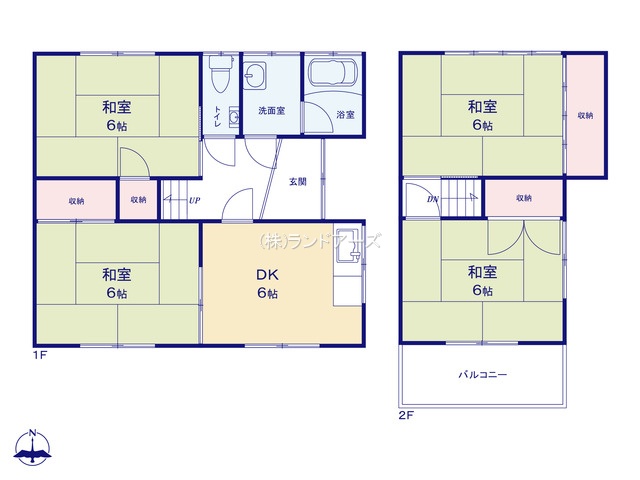 一宮市大和町苅安賀字薬師堂（中古戸建・4DK・680万円）の間取り図