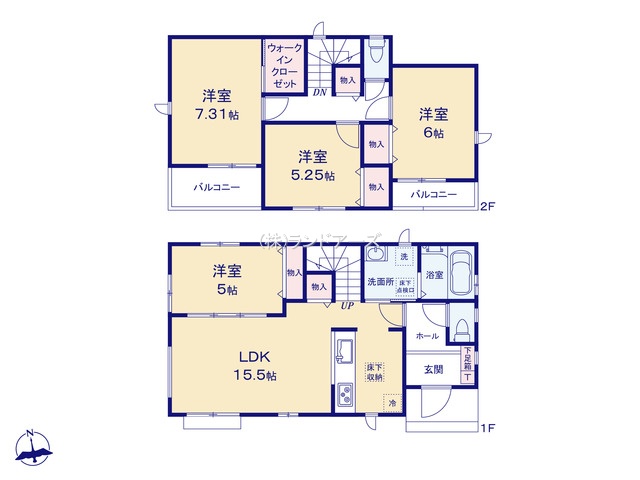 江南市宮後町砂場東（戸建）A（建売・4LDK・2,790万円）の間取り図