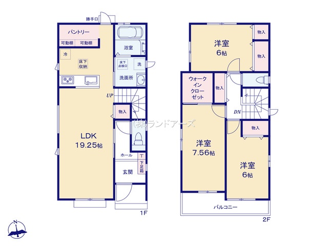 江南市宮後町砂場東（戸建）C（建売・3LDK・3,390万円）の間取り図