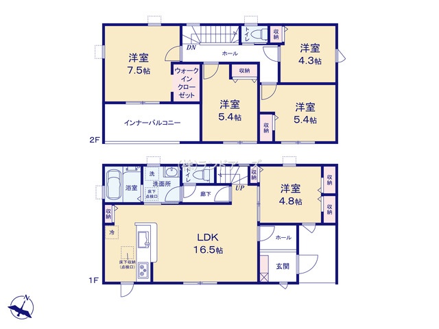 犬山市大字羽黒字堂ケ洞（戸建）01（建売・5LDK・2,690万円）の間取り図
