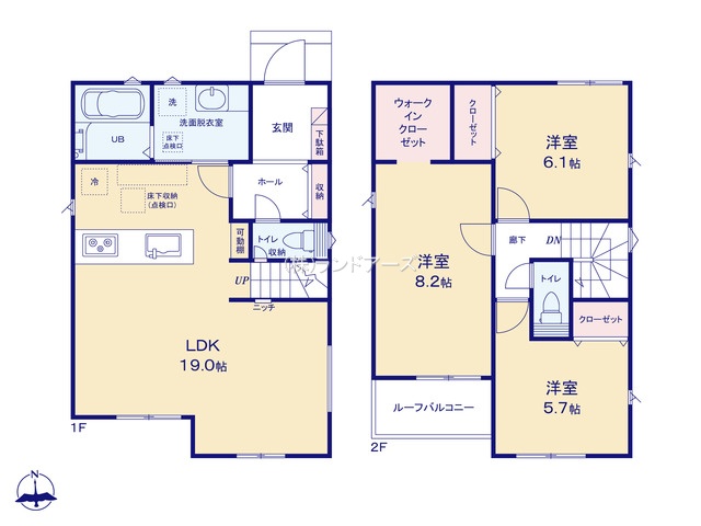 碧南市松江町6丁目（戸建）02（建売・3LDK・3,090万円）の間取り図
