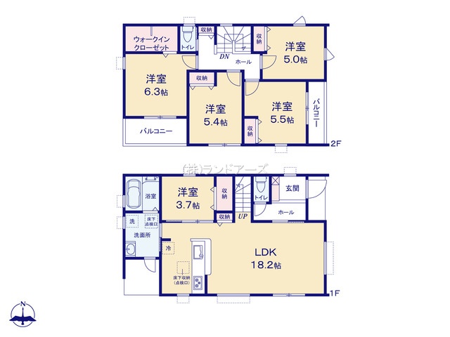 稲沢市祖父江町祖父江北川原(戸建)01(建売・5LDK・2,380万円)の間取り図