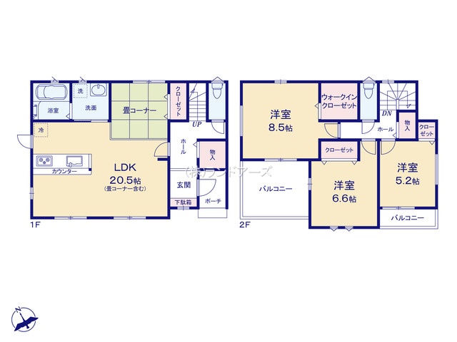江南市今市場町秋津（戸建）01（建売・3LDK・3,480万円）の間取り図