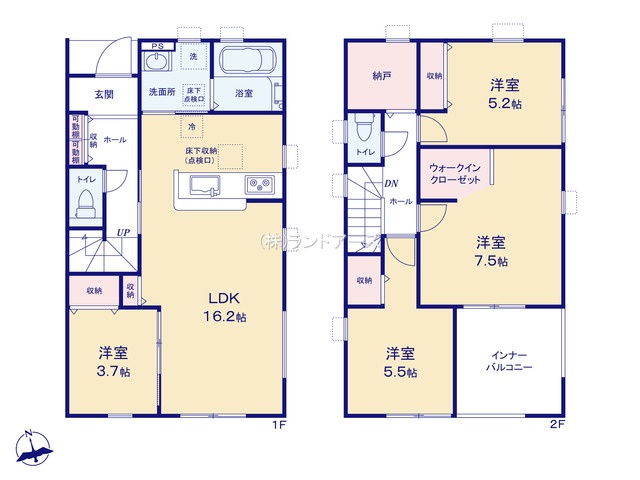 江南市小杁町本郷（戸建）03（建売・4LDK・2,650万円）の間取り図