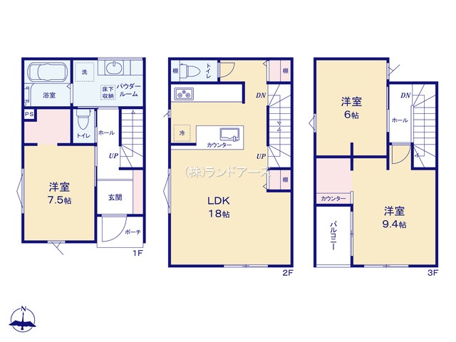 名古屋市北区安井（建売・3LDK・3,980万円）の間取り図