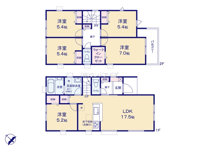 名古屋市天白区島田1（建売・5LDK・4,580万円）の間取り図
