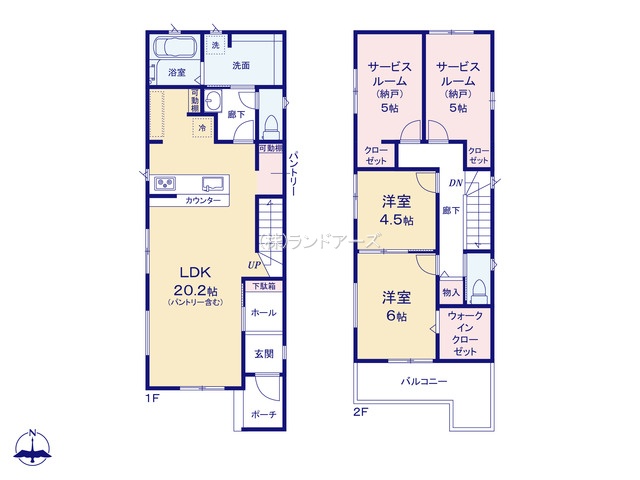 江南市古知野町大塔（戸建）01（建売・2SLDK・3,380万円）の間取り図