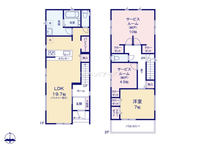 江南市古知野町大塔（戸建）02（建売・1SLDK・3,280万円）の間取り図