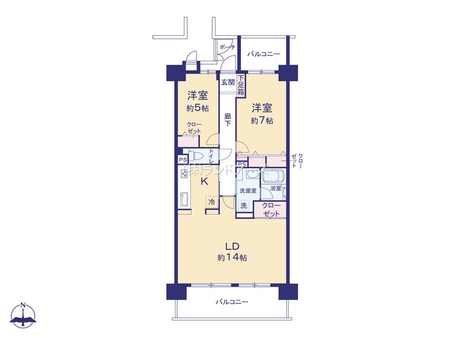 ダイアパレス一宮駅前（・2LDK・2,249万円）の間取り図