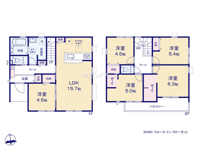 犬山市大字犬山字南古券（戸建）05（建売・5LDK・3,780万円）の間取り図