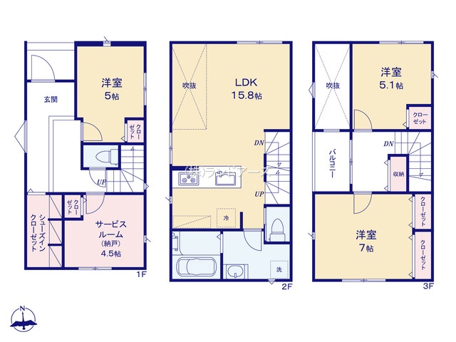 名古屋市中村区五反城町1（建売・3SLDK （S）・4,690万円）の間取り図