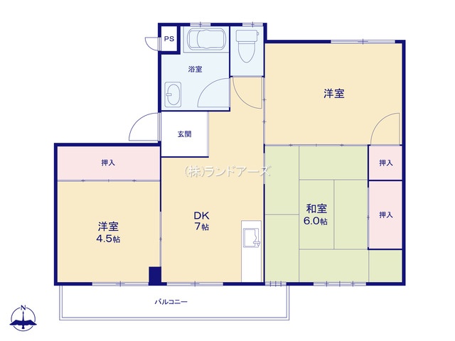 五番町住宅B棟（・・488万円）の間取り図