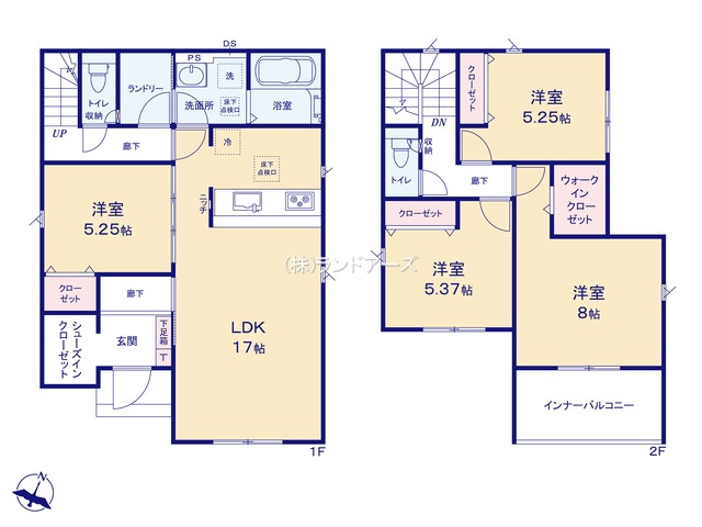一宮市苅安賀1丁目（戸建）02（建売・4LDK・4,290万円）の間取り図