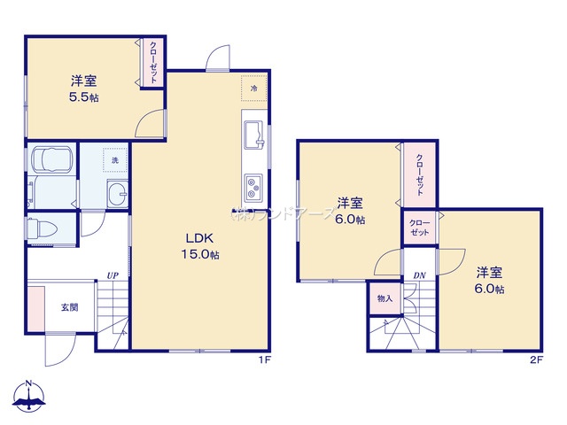 一宮市奥町字薬師（中古戸建・3LDK・1,698万円）の間取り図