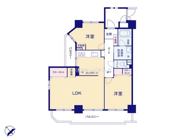 グローリアス知立第2(・2LDK・2,049万円)の間取り図