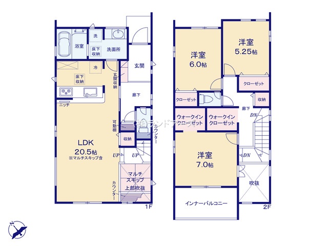 知多市つつじが丘1丁目（戸建）02（建売・3LDK・3,988万円）の間取り図