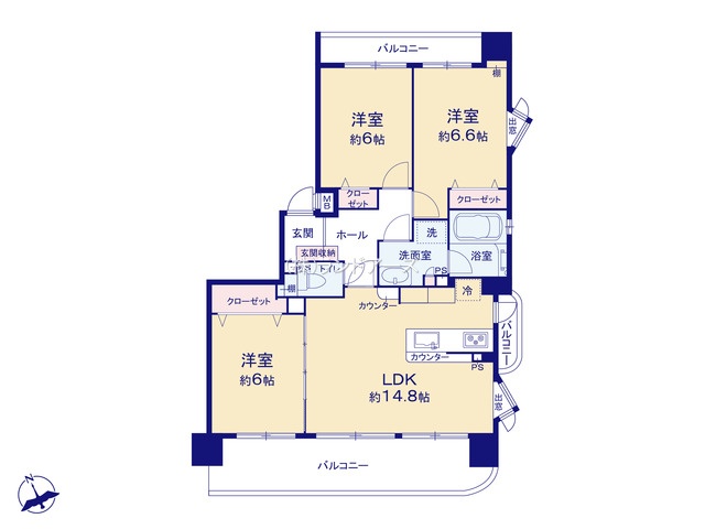 モアグレース栄II（・3LDK・2,499万円）の間取り図