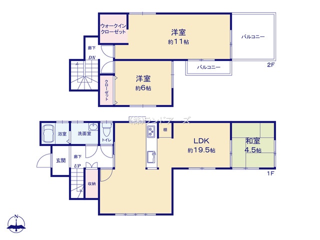犬山市字東北野（中古戸建・3LDK・1,499万円）の間取り図